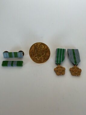 Vintage U.S. Military Medal Ribbon Pin Lot Coast Guard Eagle Insignia
